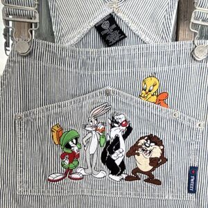 Warner Bros. Studio Store Tweety Brand Women's Blue Striped Cotton Overalls Loo…